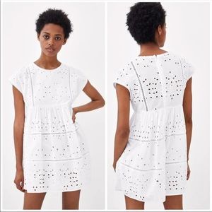 Zara Eyelett Baby Doll Romper Shorts Dress